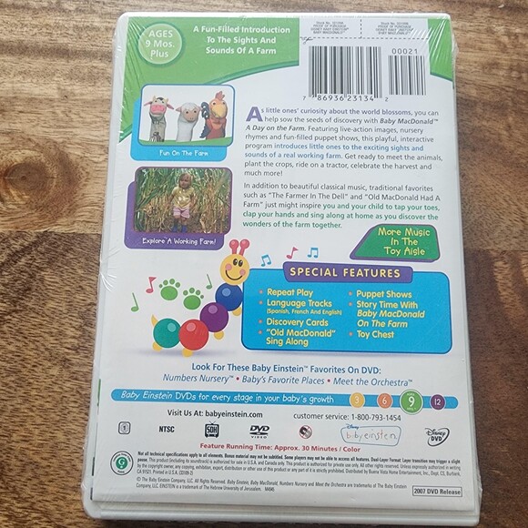 Baby Einstein Baby MacDonald A Day On The Farm DVD Disney NR Kids Educational - Picture 3 of 3
